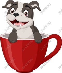 Funny puppy peeking out of a coffee Cup