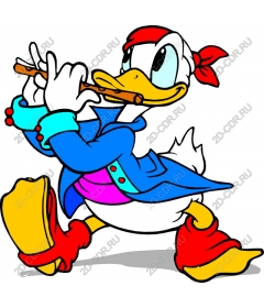  A whimsical pirate duck playing the flute