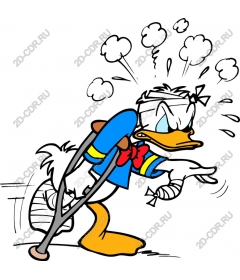  Injured cartoon duck with crutches