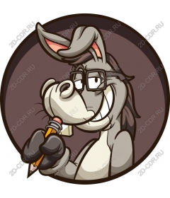  Quirky donkey with a pencil