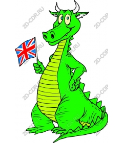  Fancy green dragon with UK flag