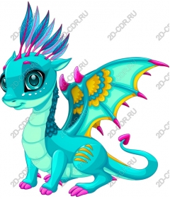  Bright turquoise cartoon dragon