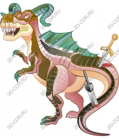  Bright dragon with swords