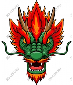 The head of a mythical fire dragon