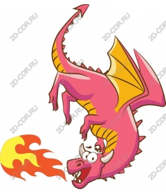  Cartoon flaming pink dragon
