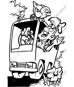The cartoon "a Whimsical bird and driver"