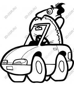  Cartoon character driving a car