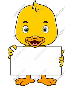 Fun yellow duck with a blank sign