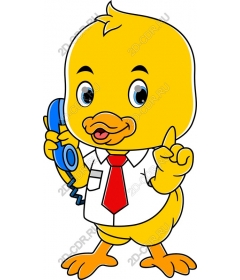 Funny cartoon duck with the phone