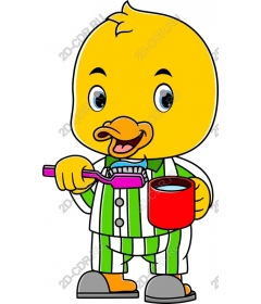  Funny cartoon duck for hygiene of the oral cavity