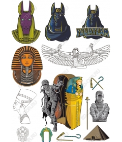 A set of cliparts on the theme of Egyptian mythology