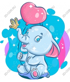  Adorable blue elephant with balloon in shape of heart