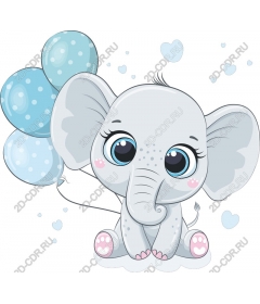  Cute cartoon elephant with balloons