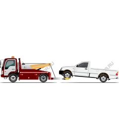  Tow truck - Red truck hauling a white pickup truck
