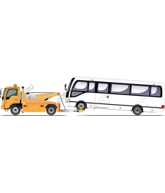  Tow truck, towing a bus