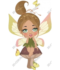 Magic fairy on a mushroom
