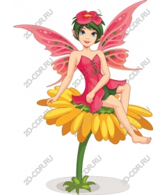 Whimsical fairy sitting on the flower