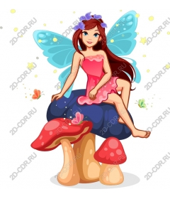  Charming fairy on the mushroom