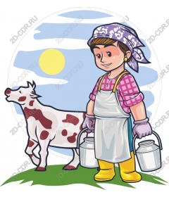  A young farmer with a cow