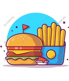 Playful hamburger and fries
