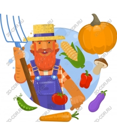 Cheerful farmer with fresh vegetables