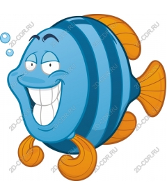  Funny cartoon blue fish
