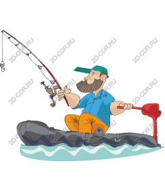 The Jolly fisherman in inflatable boat