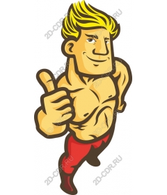 Thumb up, muscular man