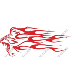  Ferocious lion with flame