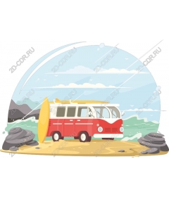 Классический красный фургон Surf