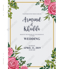  Elegant floral wedding invitation