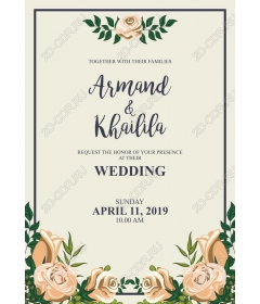  Elegant floral wedding invitation, Armand &amp; Khailila