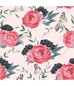  Charming floral pattern - peonies and butterflies