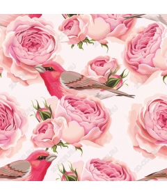  Elegant roses and bird print