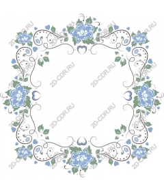  Elegant floral frame in blue and green tones