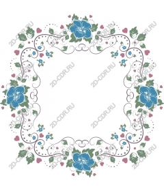  Elegant floral frame with blue roses