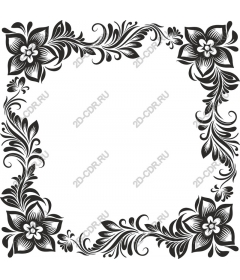  Elegant black and white floral frame