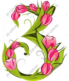 Floral composition No. 3 with tulips and leaves