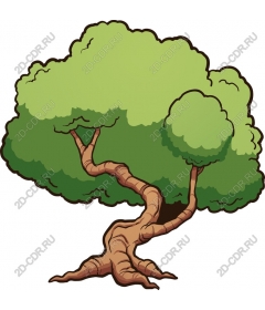  Bright cartoon Green tree