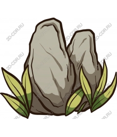  Stylized stone and greenery