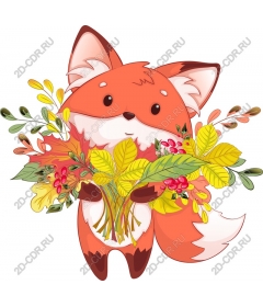  Fox with autumn leaves