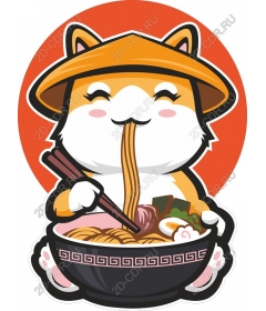  Cat loves noodles