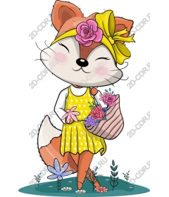 Funny Fox in a floral dress