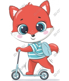 Playful red Fox on scooter