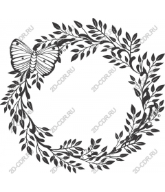 A wreath of butterflies and leaves