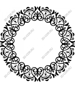 Intricate black floral round border