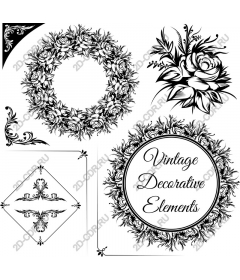Set of vintage decorative elements