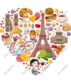  French culture in the shape of a heart