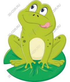 Funny cartoon frog on a Lily pad