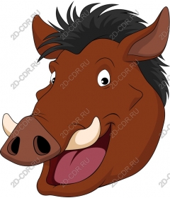  A playful cartoon head of a wild boar